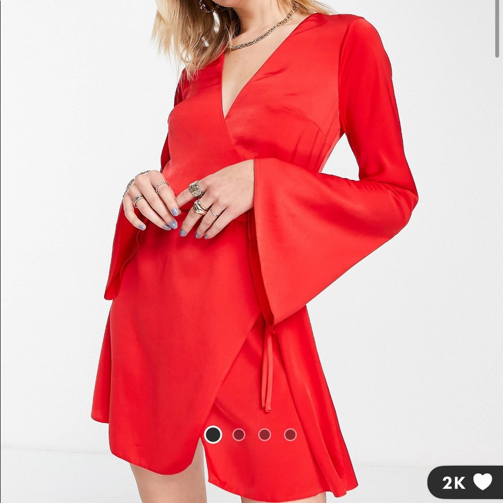 ASOS red satin wrap dress